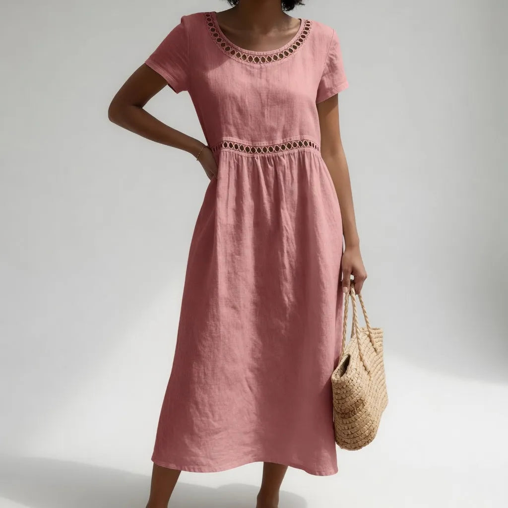Vestido de Verano Midi Casual Boho con Manga Corta