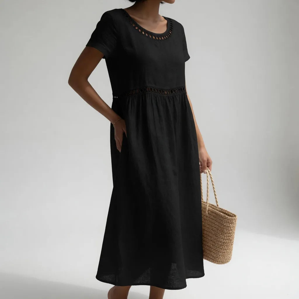 Vestido de Verano Midi Casual Boho con Manga Corta
