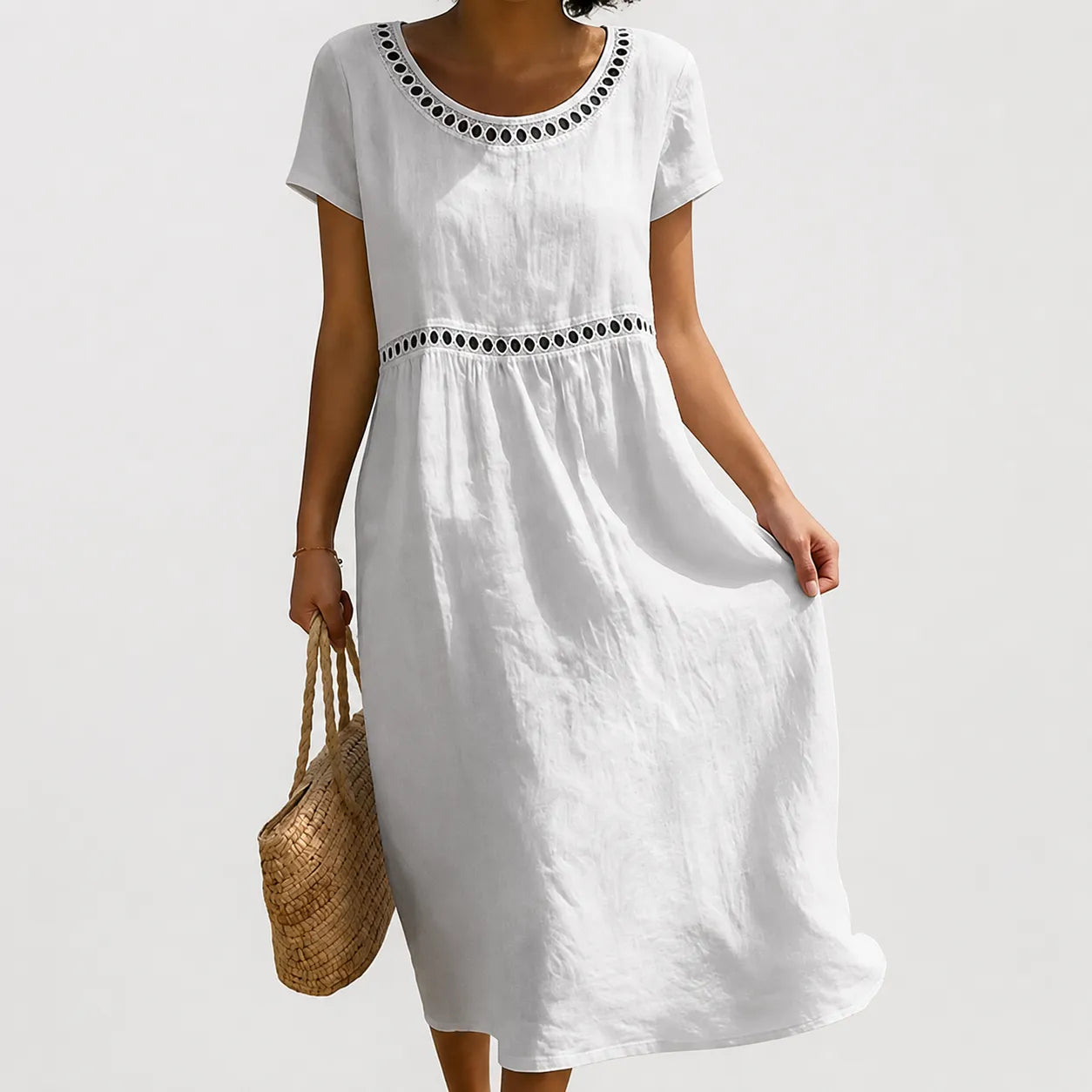 Vestido de Verano Midi Casual Boho con Manga Corta