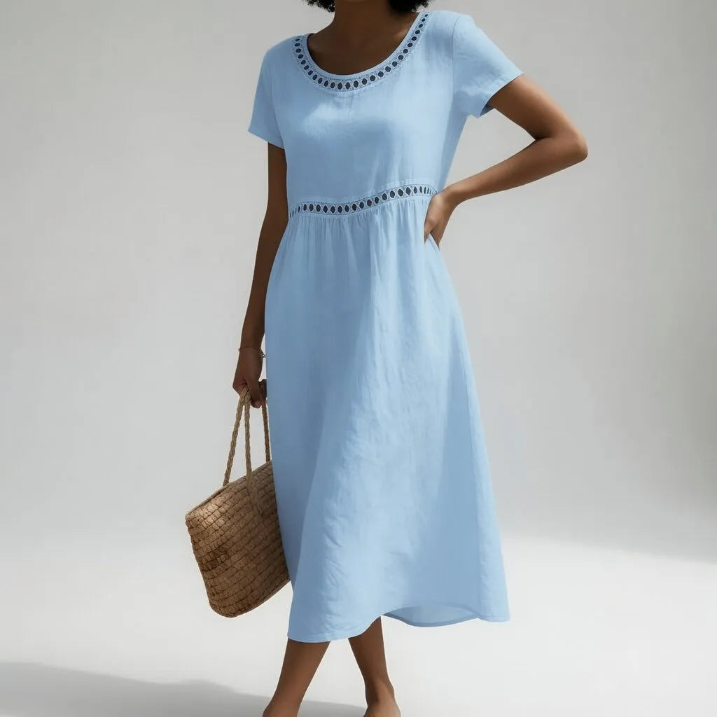 Vestido de Verano Midi Casual Boho con Manga Corta