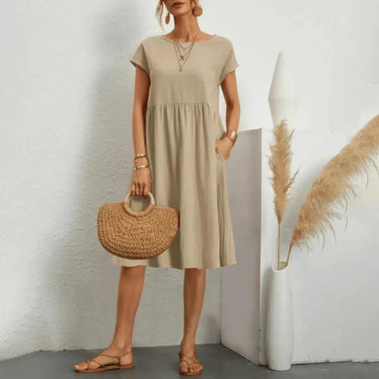 Vestido de Verano Midi Casual Elegante con Bolsillos