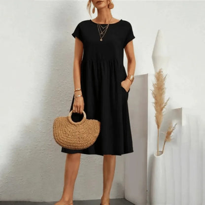 Vestido de Verano Midi Casual Elegante con Bolsillos