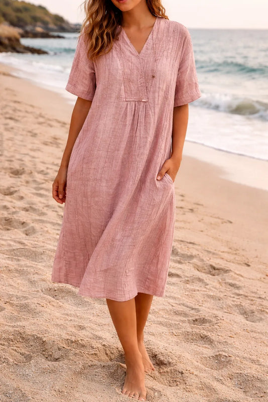 Vestido de Verano Midi Casual Elegante con Escote en V