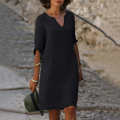 Vestido de Verano Midi Casual Elegante con Manga Tres Cuartos