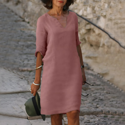 Vestido de Verano Midi Casual Elegante con Manga Tres Cuartos