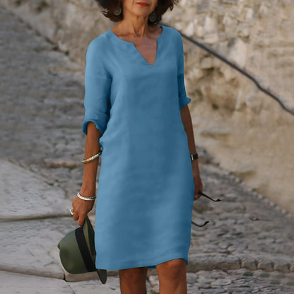 Vestido de Verano Midi Casual Elegante con Manga Tres Cuartos
