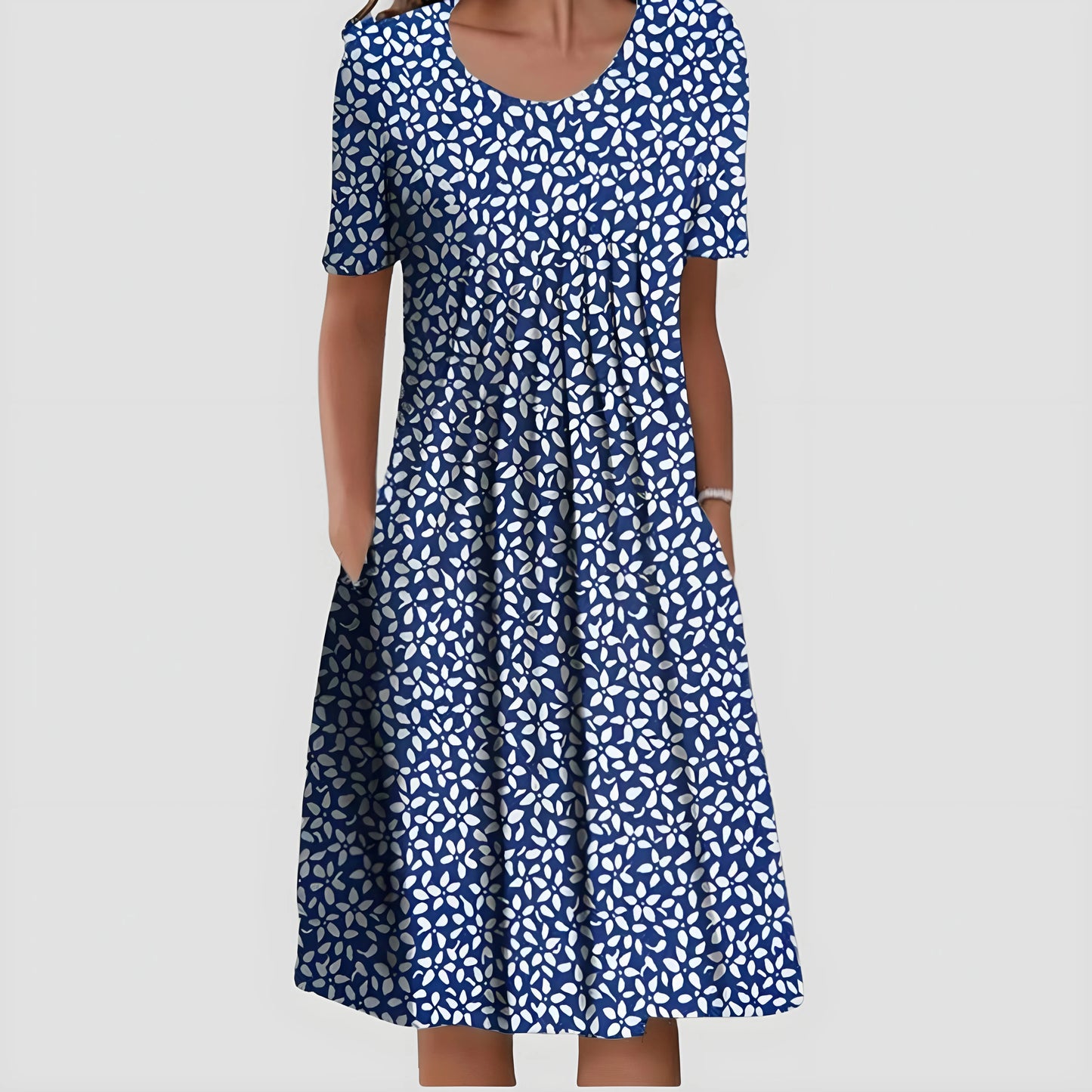 Vestido de Verano Midi Casual Flores con Manga Corta