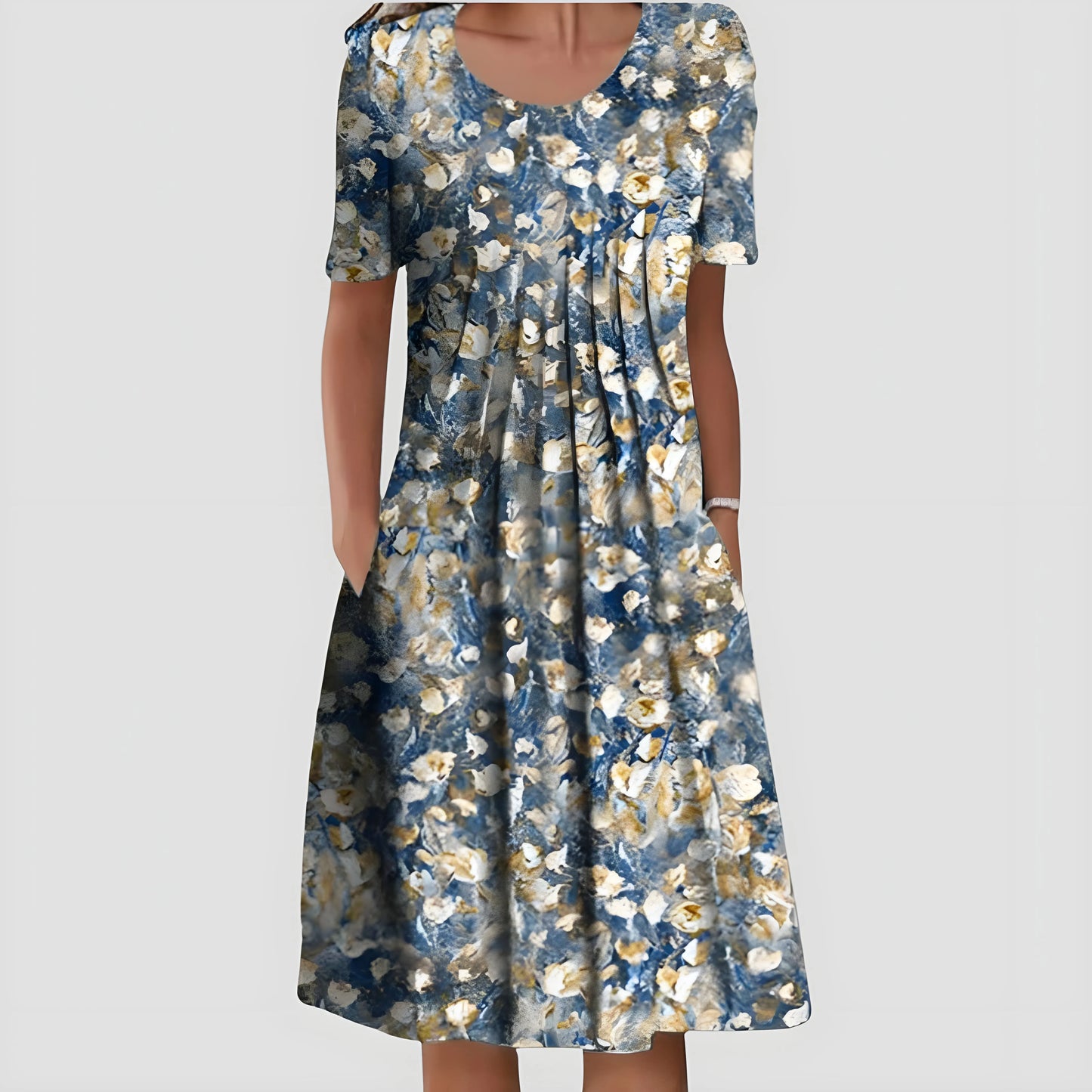 Vestido de Verano Midi Casual Flores con Manga Corta