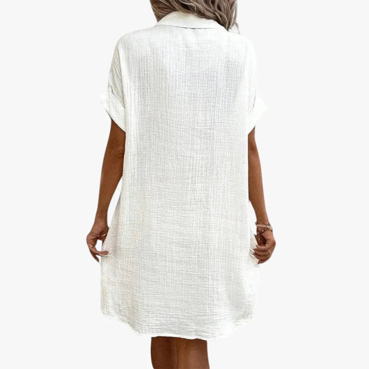 Vestido de Verano Midi Casual con Manga Corta y Botones