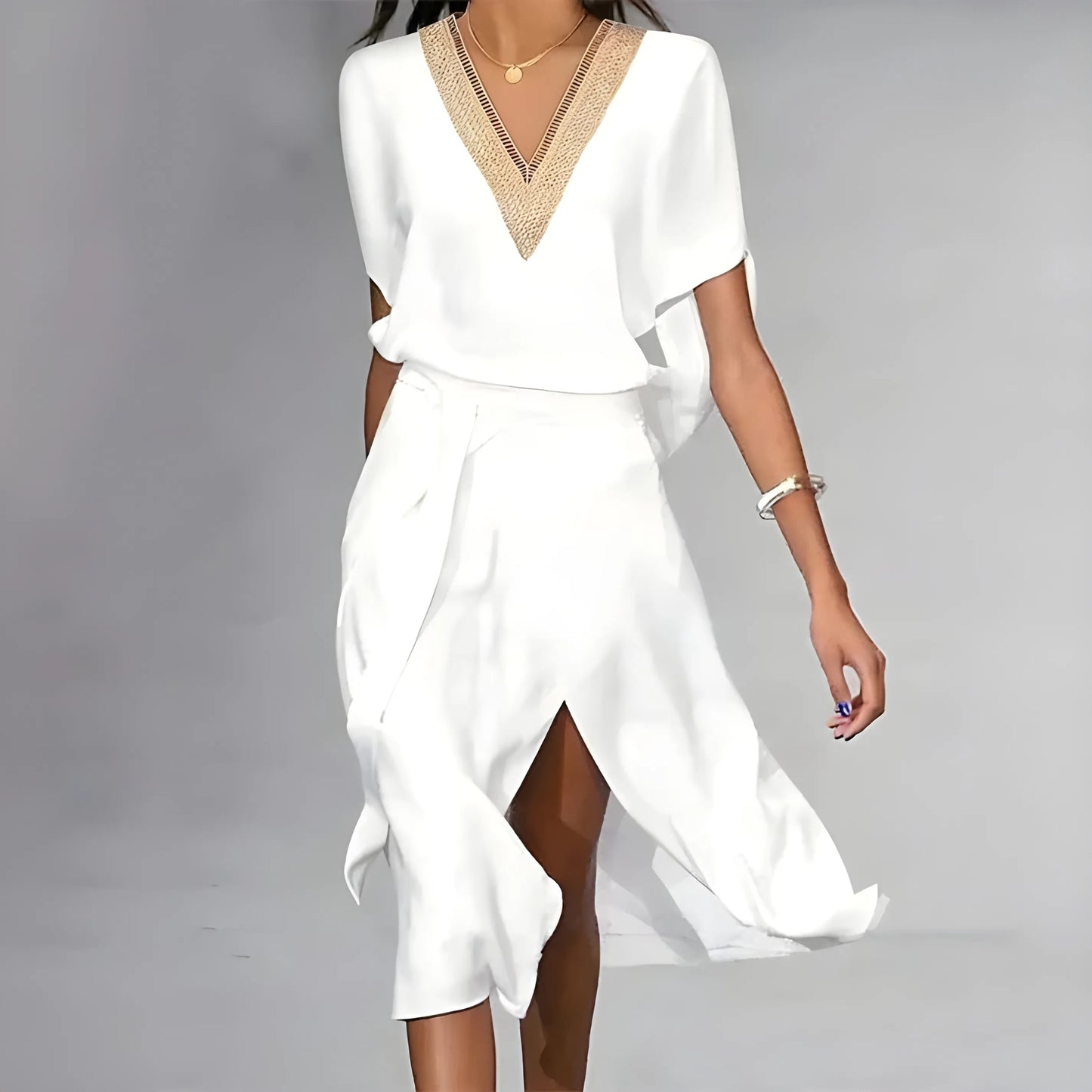 Vestido de Verano Midi Elegante Casual con Abertura Lateral
