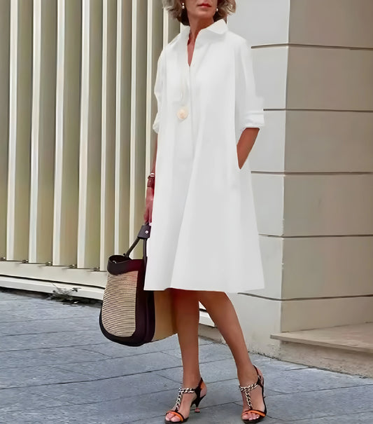 Vestido de Verano Midi Elegante Casual con Bolsillos