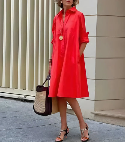 Vestido de Verano Midi Elegante Casual con Bolsillos
