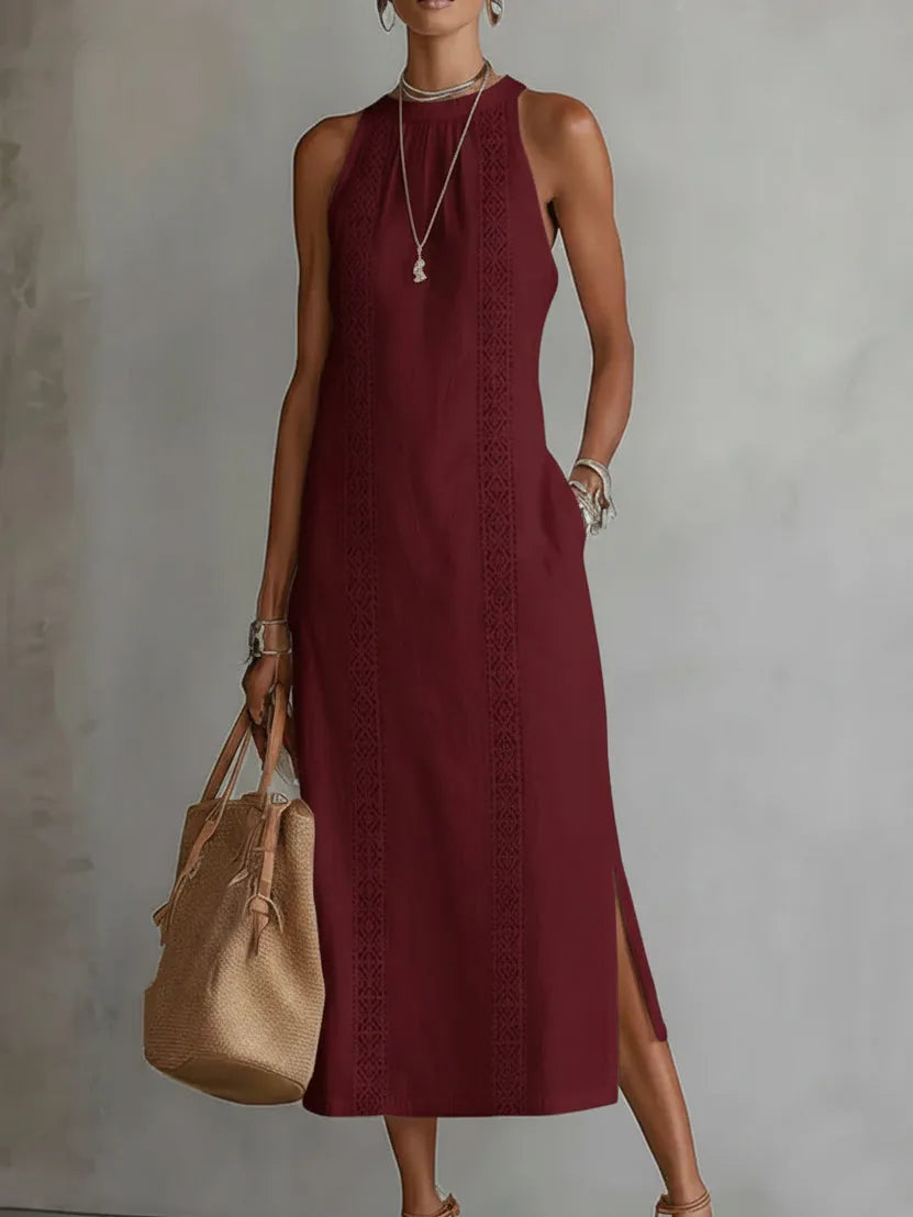 Vestido de Verano Midi Elegante Casual con Cuello Halter