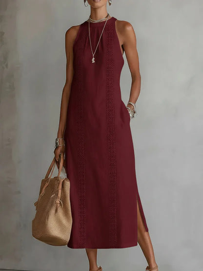 Vestido de Verano Midi Elegante Casual con Cuello Halter