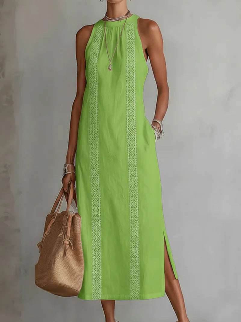 Vestido de Verano Midi Elegante Casual con Cuello Halter
