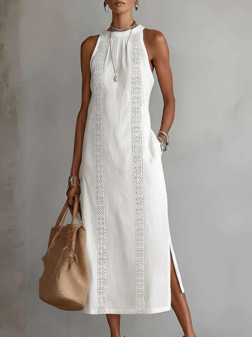 Vestido de Verano Midi Elegante Casual con Cuello Halter