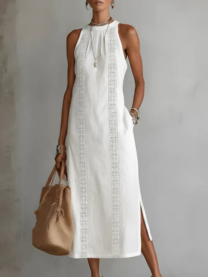 Vestido de Verano Midi Elegante Casual con Cuello Halter