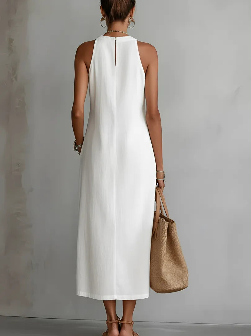 Vestido de Verano Midi Elegante Casual con Cuello Halter
