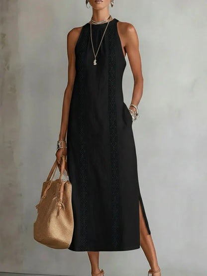 Vestido de Verano Midi Elegante Casual con Cuello Halter