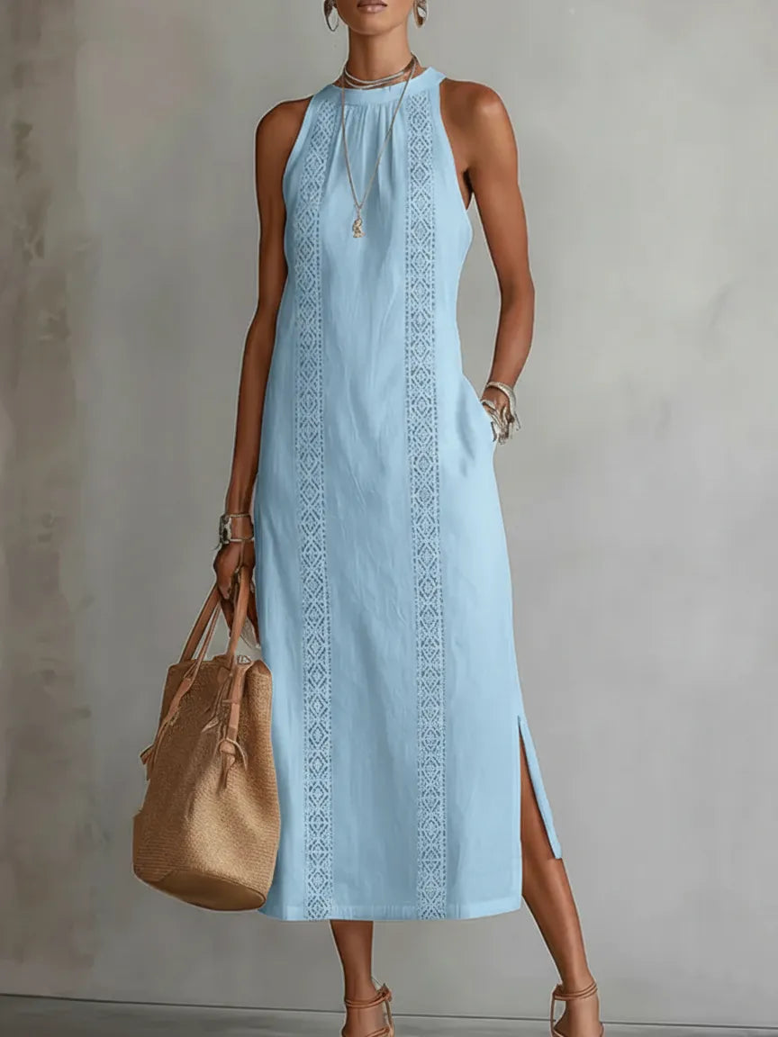 Vestido de Verano Midi Elegante Casual con Cuello Halter