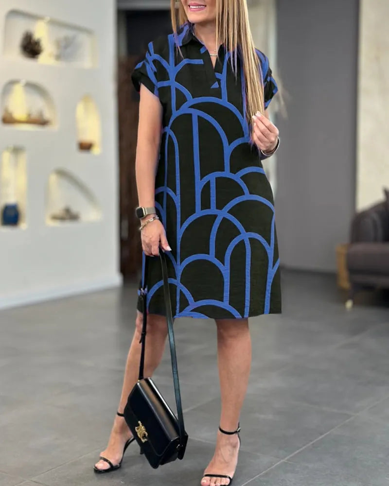 Vestido de Verano Midi Elegante Casual con Manga Corta