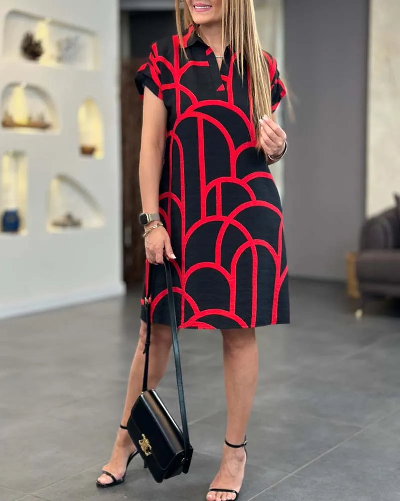 Vestido de Verano Midi Elegante Casual con Manga Corta