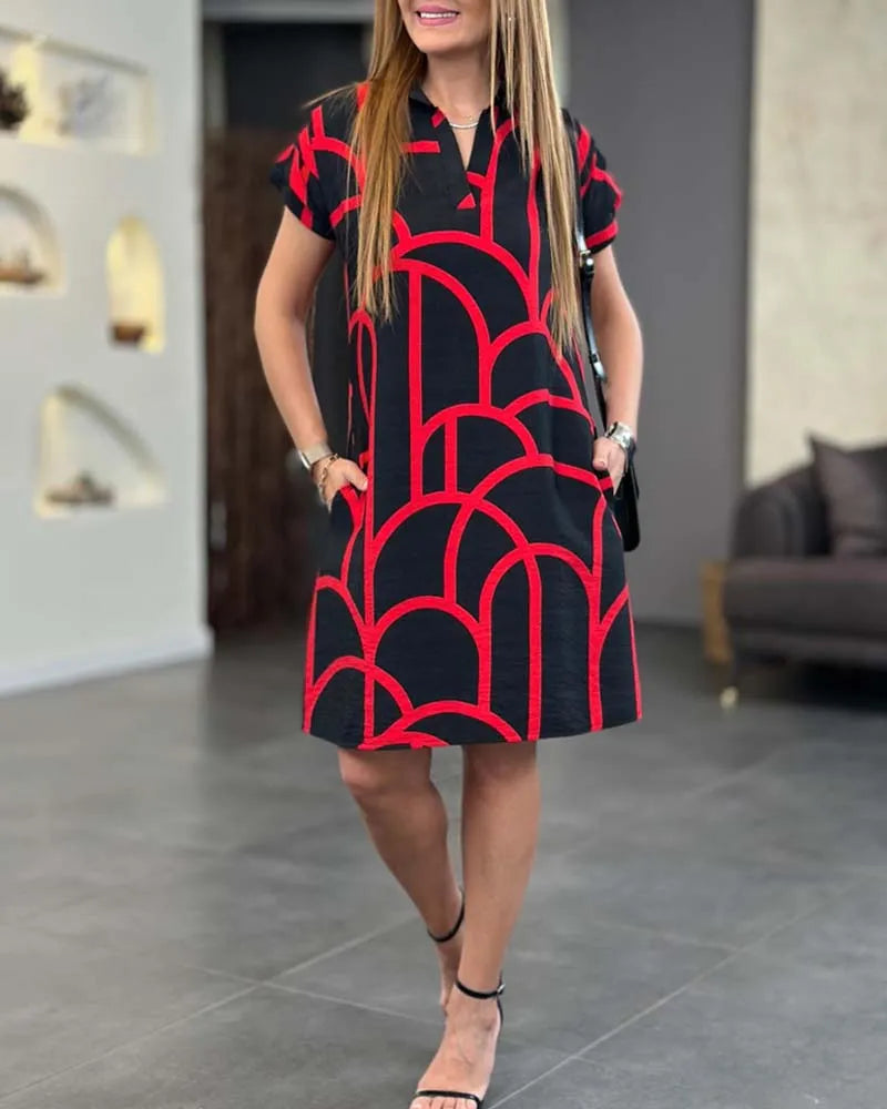 Vestido de Verano Midi Elegante Casual con Manga Corta