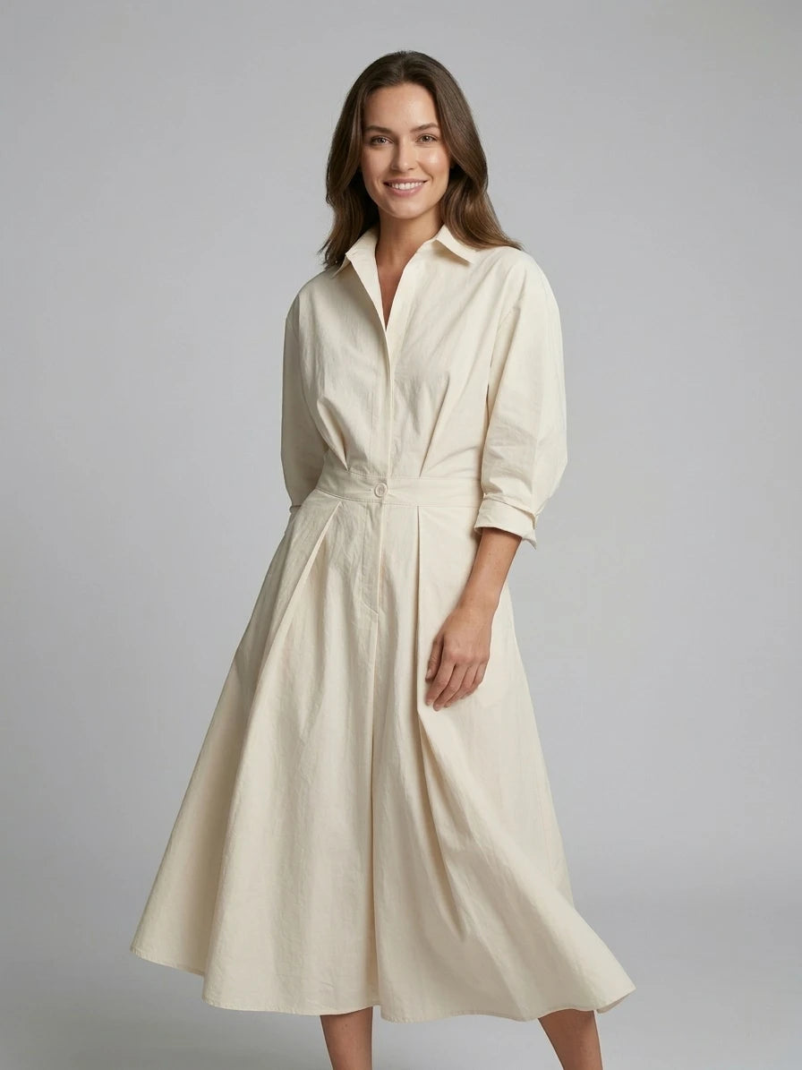 Vestido de Verano Midi Elegante Casual con Manga Larga