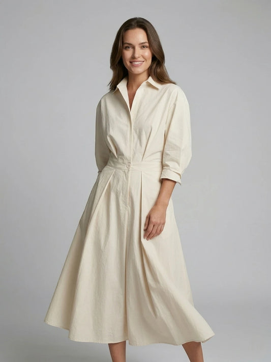 Vestido de Verano Midi Elegante Casual con Manga Larga