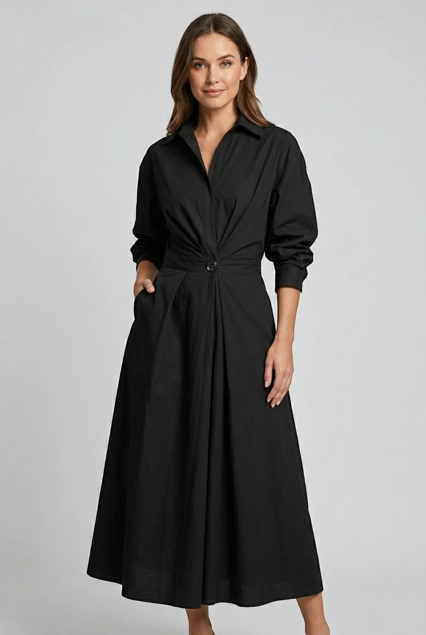 Vestido de Verano Midi Elegante Casual con Manga Larga