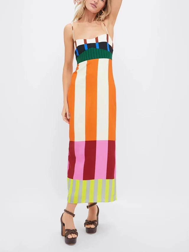 Vestido de Verano Midi Estampado Casual con Tirantes
