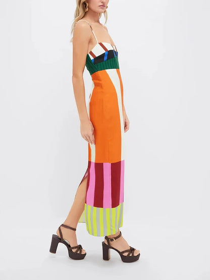 Vestido de Verano Midi Estampado Casual con Tirantes