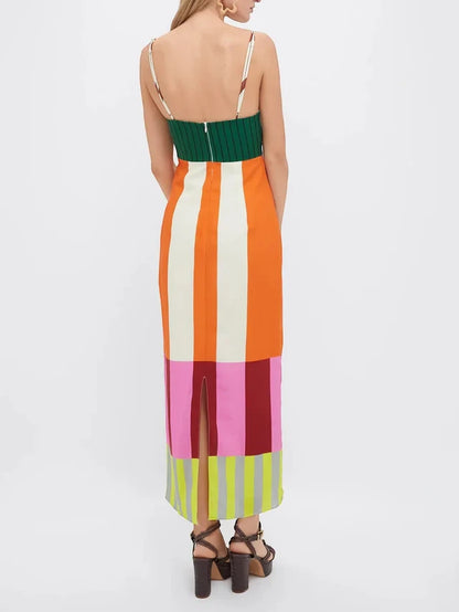 Vestido de Verano Midi Estampado Casual con Tirantes