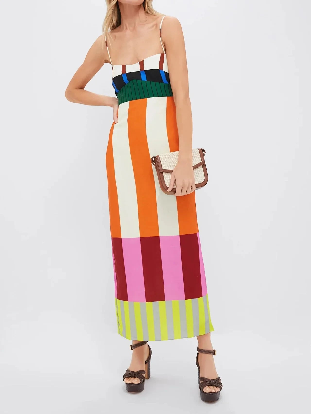 Vestido de Verano Midi Estampado Casual con Tirantes