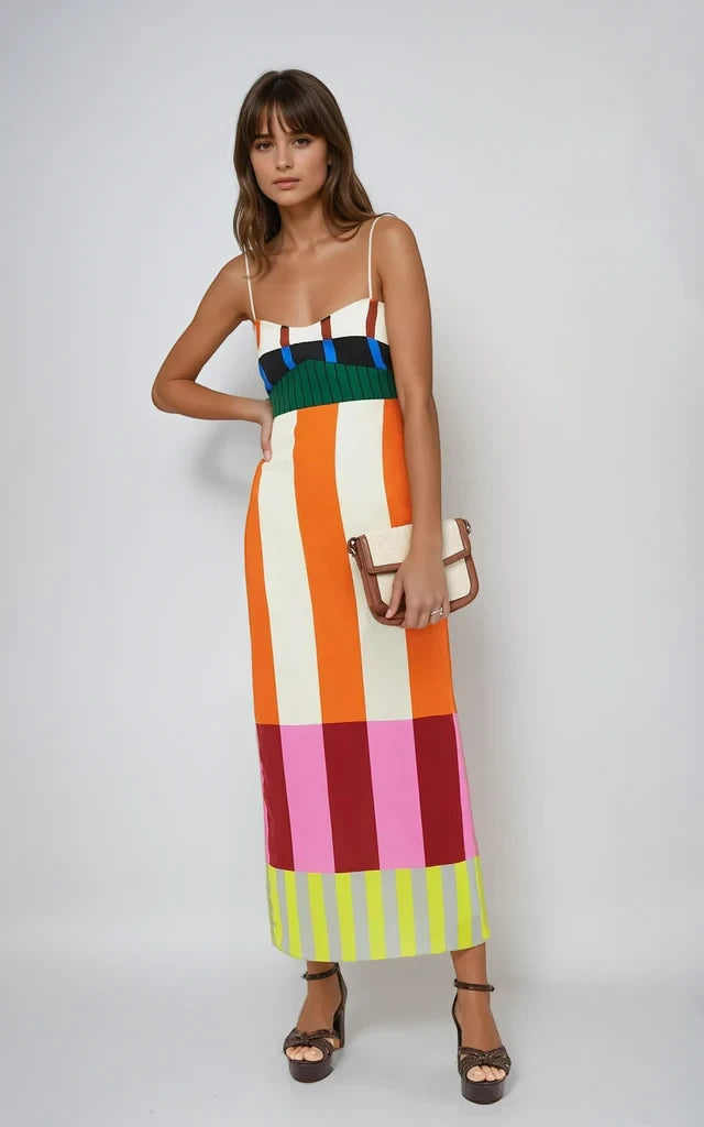 Vestido de Verano Midi Estampado Casual con Tirantes