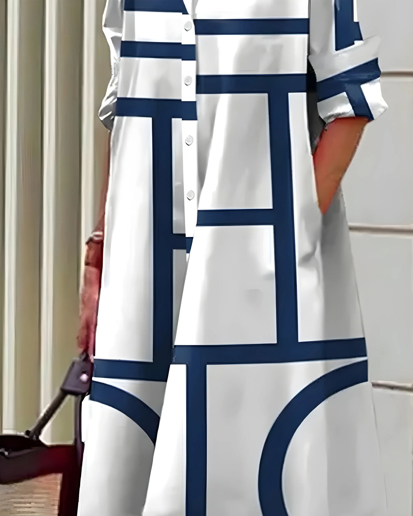 Vestido de Verano Midi Estampado Elegante con Bolsillos Laterales