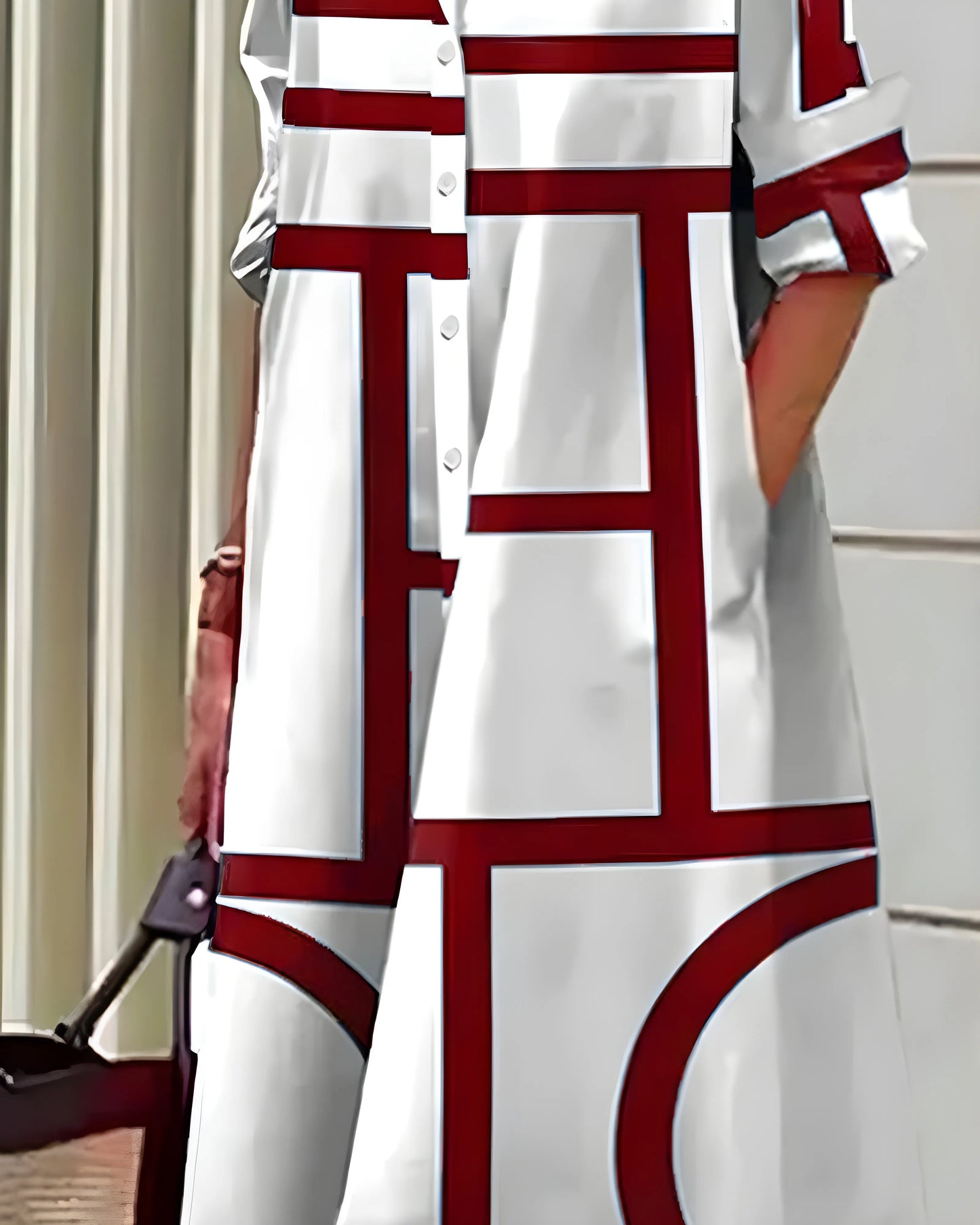 Vestido de Verano Midi Estampado Elegante con Bolsillos Laterales