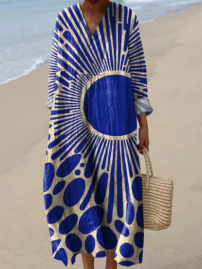 Vestido de Verano Midi Estampado Elegante con Escote en V