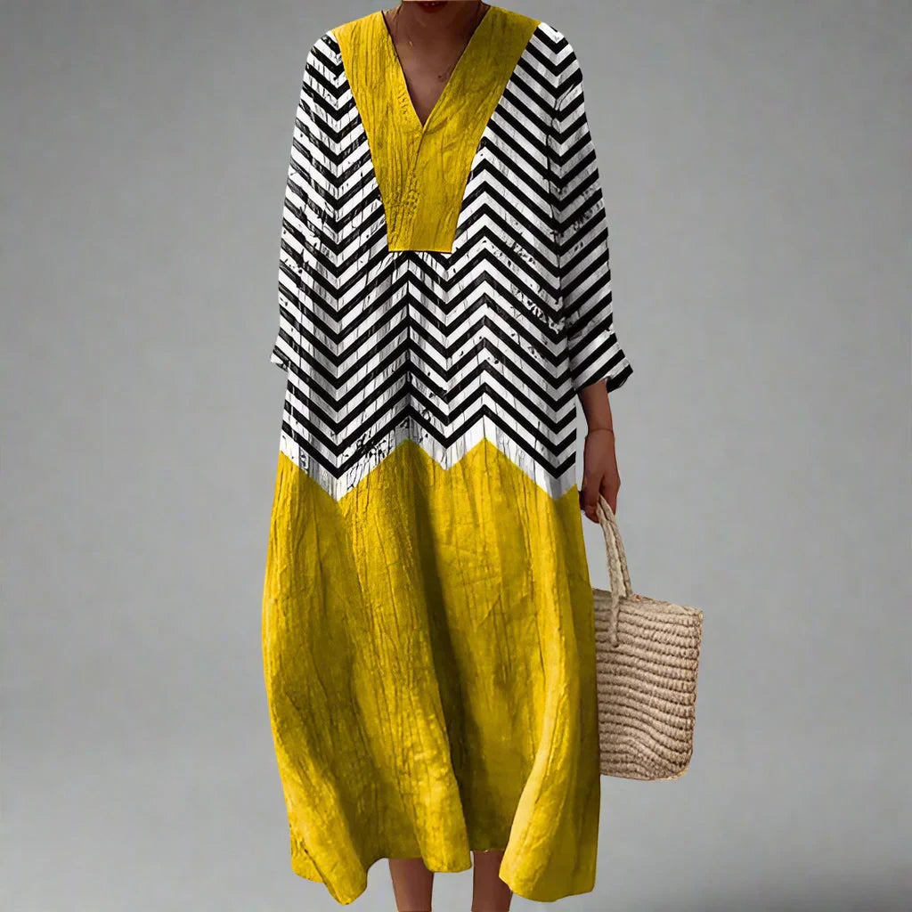 Vestido de Verano Midi Estampado Elegante con Escote en V