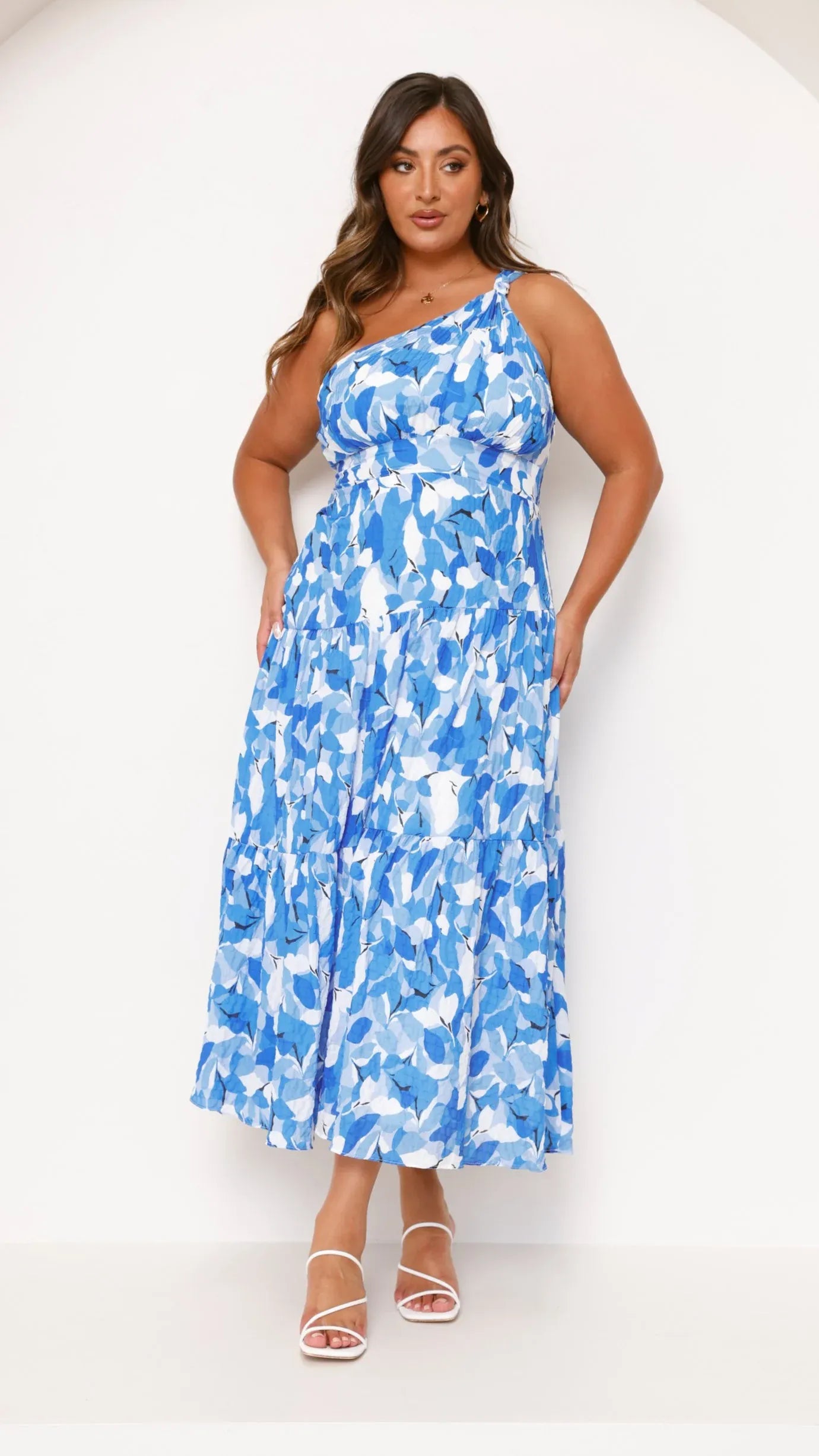 Vestido de Verano Midi Floral Boho con Asimétrico y Plisado
