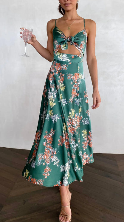 Vestido de Verano Midi Floral Tirantes con Cut Out