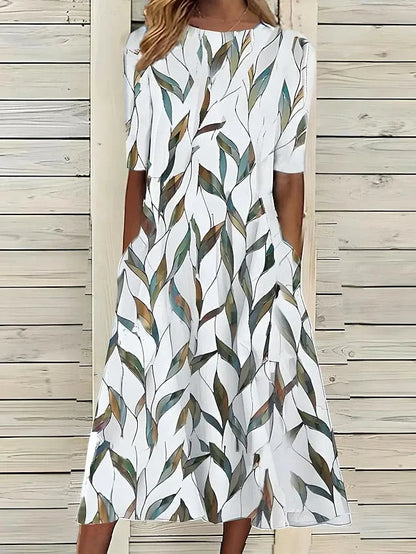 Vestido de Verano Midi Flores Casual con Bolsillos