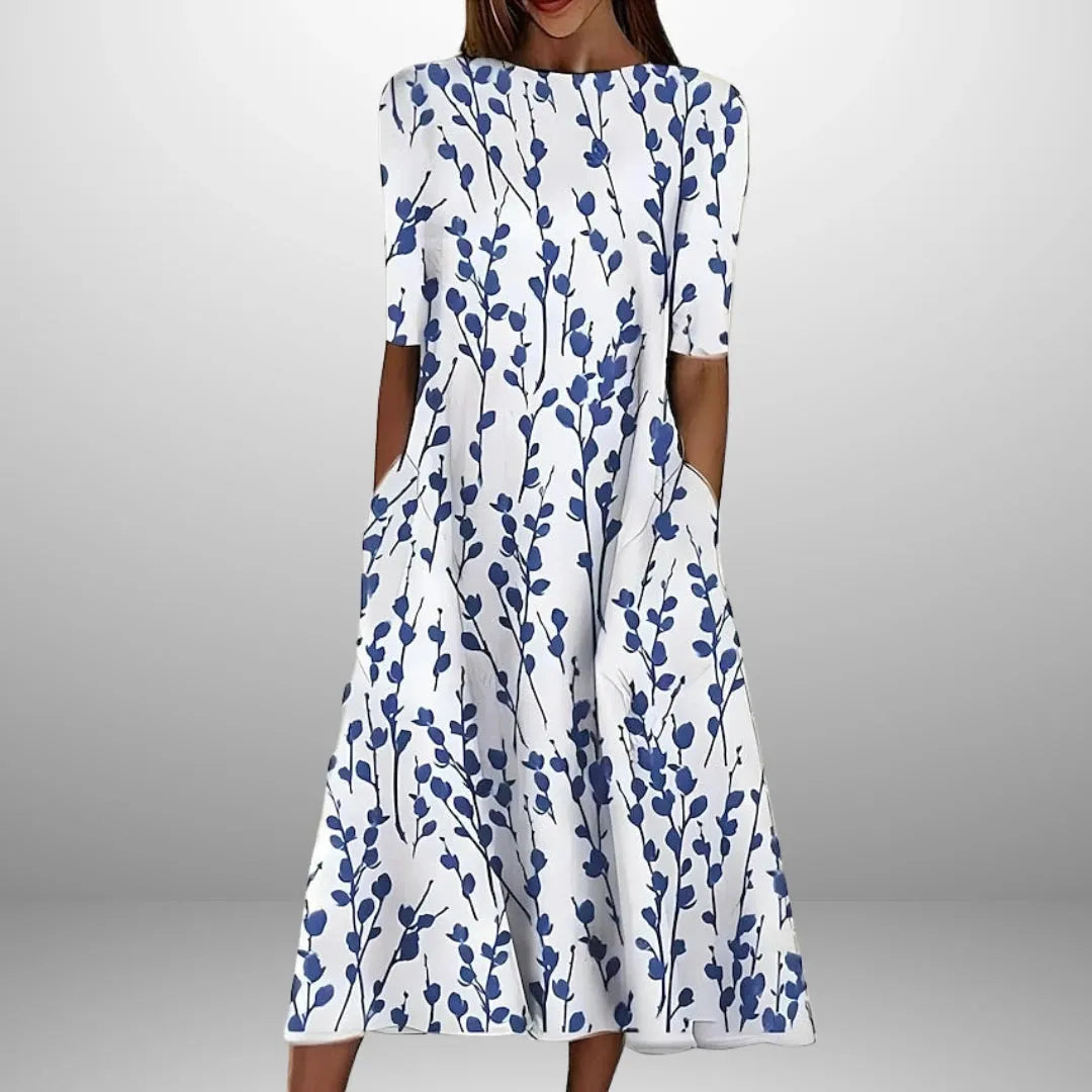 Vestido de Verano Midi Flores Casual con Bolsillos