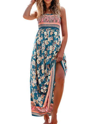 Vestido de Verano Midi de Flores Boho con Tirantes