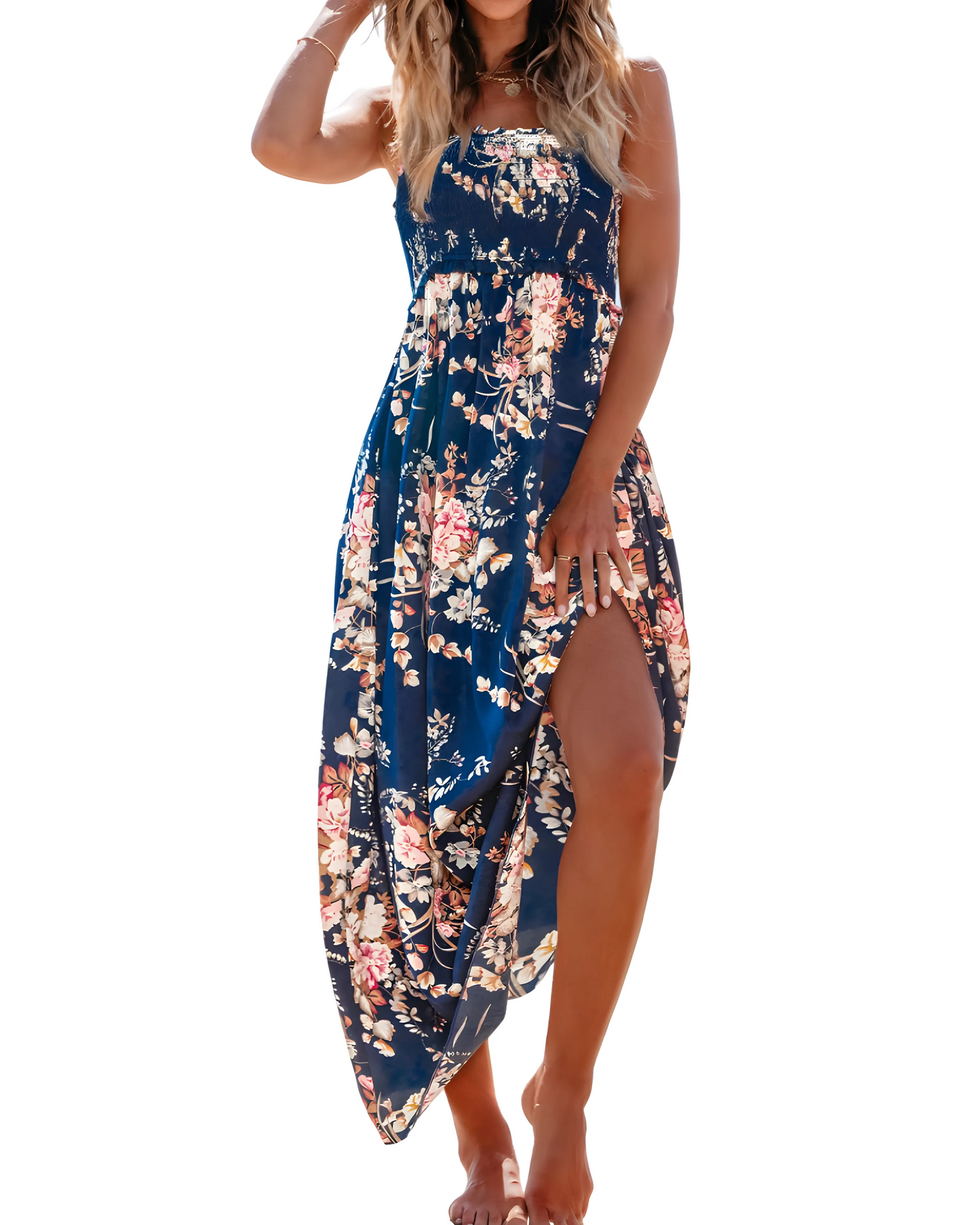 Vestido de Verano Midi de Flores Boho con Tirantes