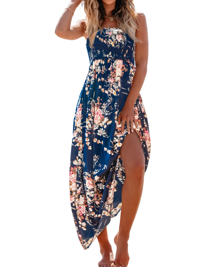 Vestido de Verano Midi de Flores Boho con Tirantes