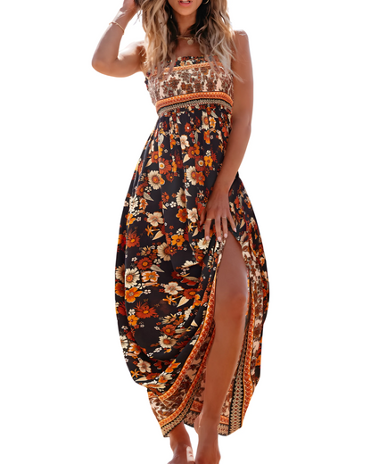 Vestido de Verano Midi de Flores Boho con Tirantes