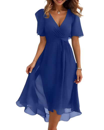 Vestido de Verano Midi de Flores Elegante con Manga Abullonada