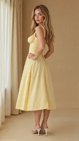 Vestido de Verano Midi de Flores con Tirantes y Corset