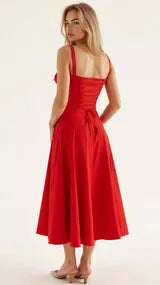Vestido de Verano Midi de Flores con Tirantes y Corset